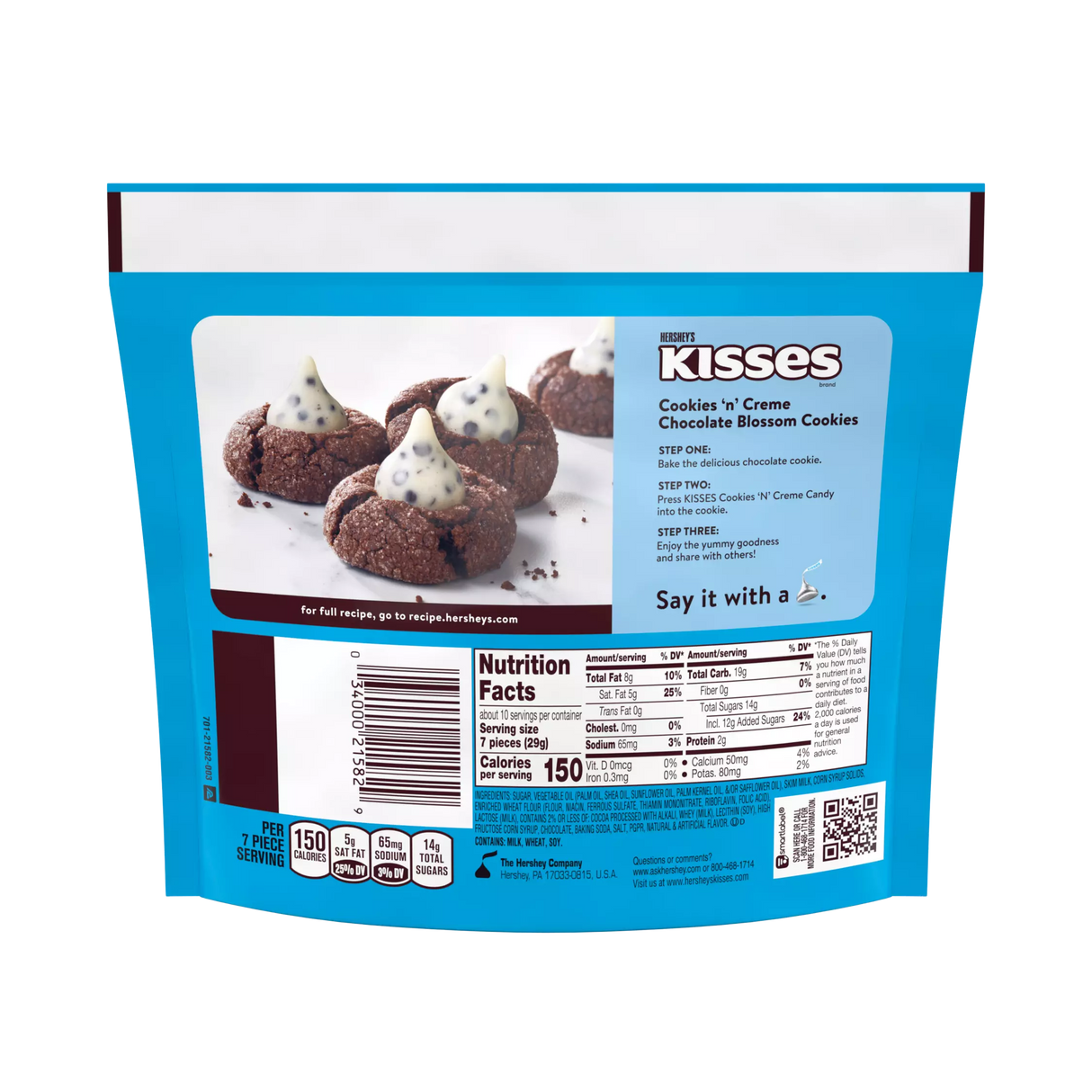Chocolates Cookies n Creme Kisses Hershey's 283 g