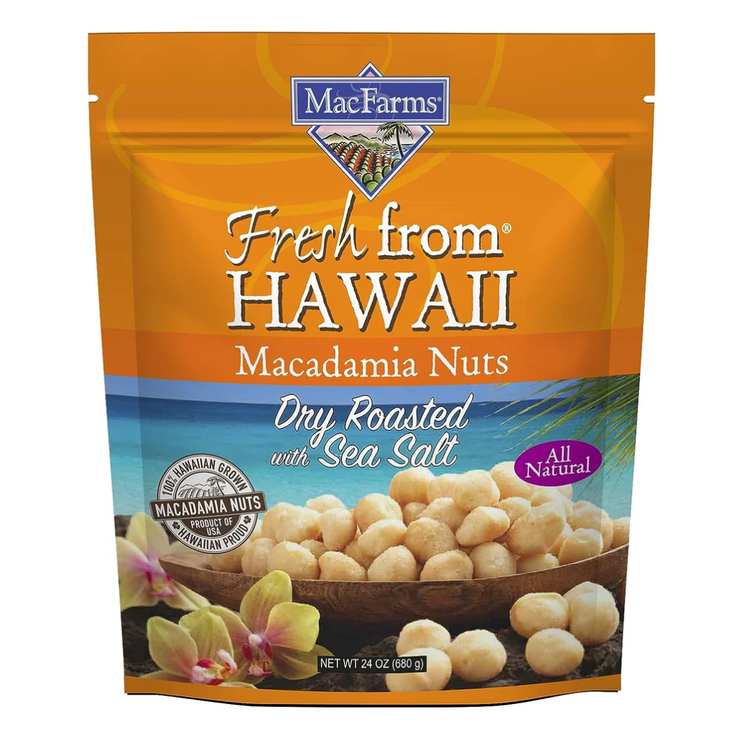 Macademias Tostadas con Sal de Mar MacFarms 680 g