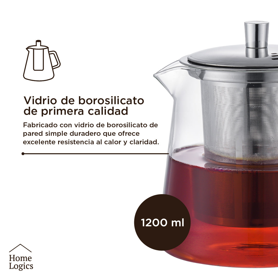 Tetera Vidrio con Infusor 1,2 L Home Logics 1 un