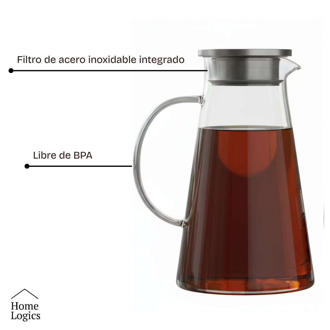 Jarro Vidrio Tapa Acero Inox 1.9L Home Logics 1 un