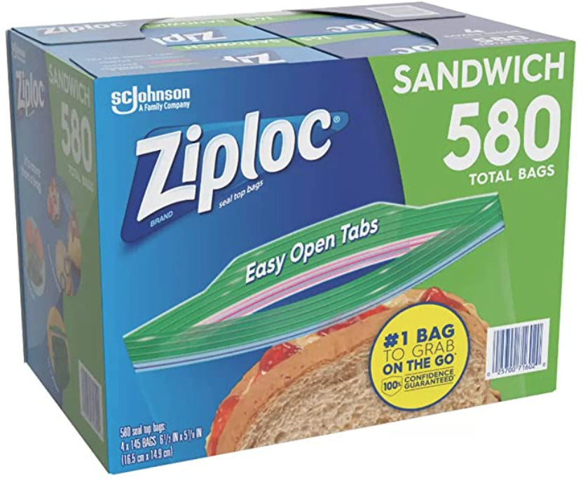 Bolsas Herméticas Sandwich 16 x 15 cm Ziploc Pack 4 x 145 un