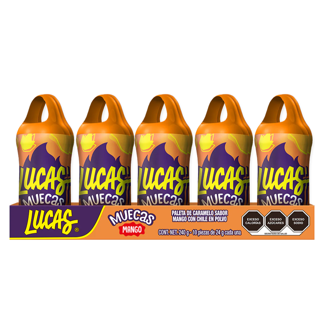 Chupete de Caramelo Enchilado Mango Lucas Muecas 10 un x 24 g