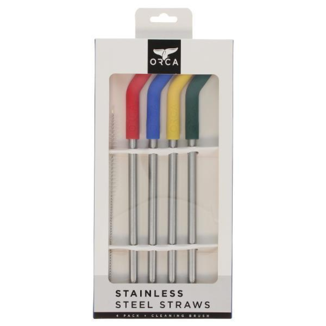 Set 4 Bombillas Acero Inoxidable Con Cepillo Orca 1 un