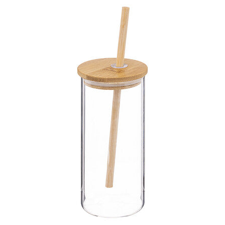 Vaso Agua Vidrio con Bombilla Bamboo 400 ml SG 1 un