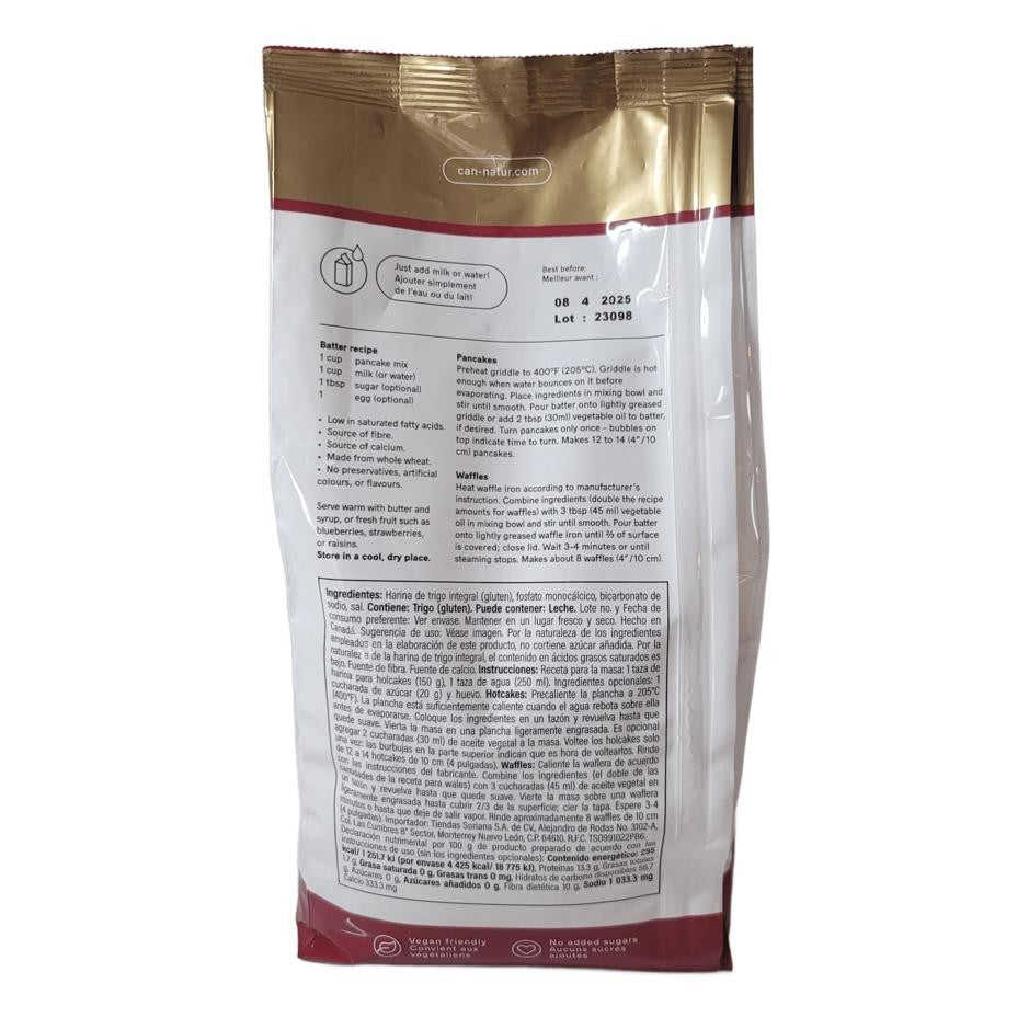 Mezcla Pancake y Waffle Harina Integral Original can-NATUR 600 g