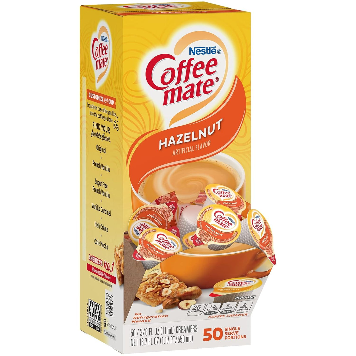 Crema para Café Individual Avellana Coffee-Mate Nestle 50 un x 11 ml