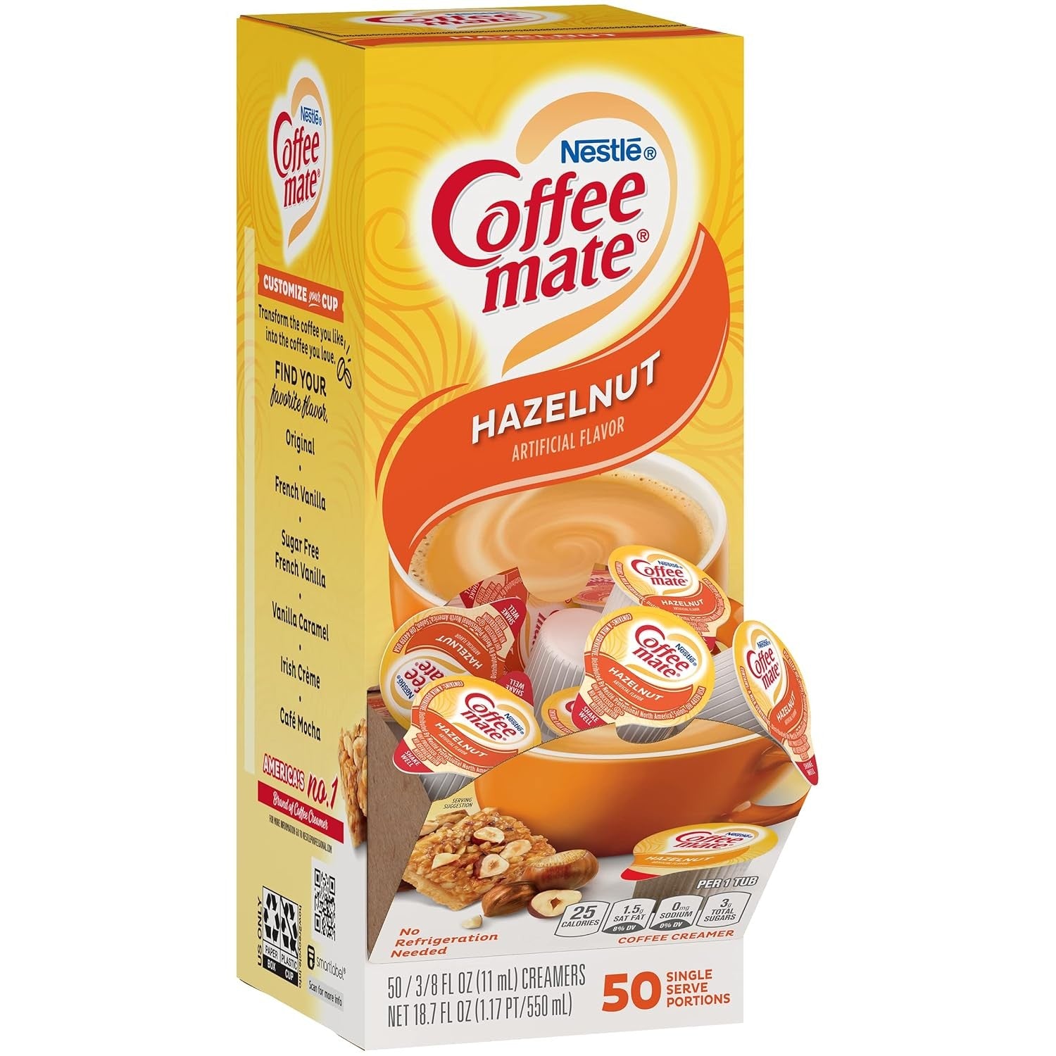 Crema para Café Individual Avellana Coffee-Mate Nestle 50 un x 11 ml