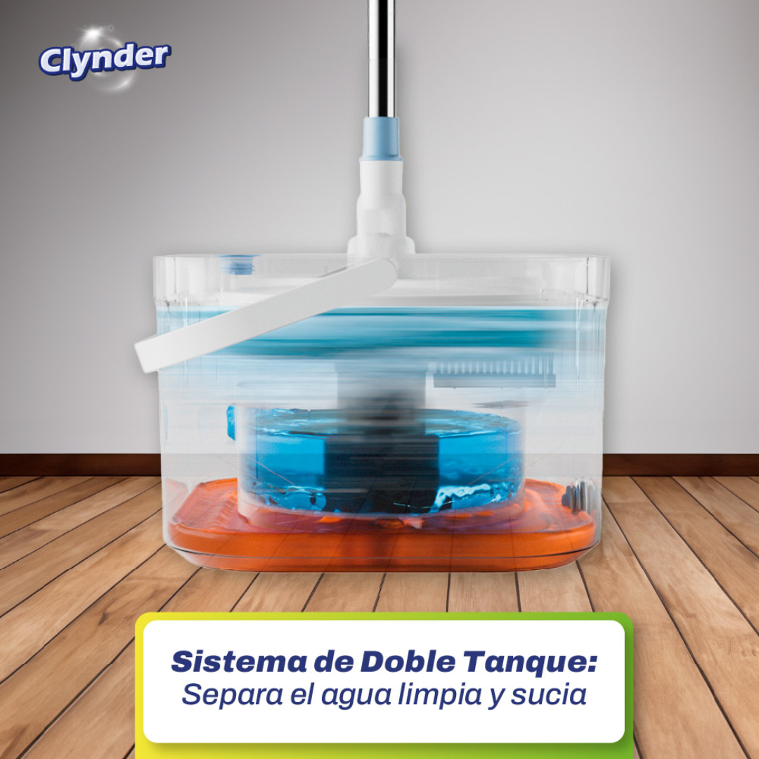 Set Mopa Cuadrada Spin Gris Oscura con Repuesto Clynder 1 un