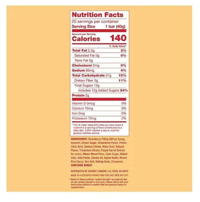 Barrita Crumble de Avena Frutilla Nature's Bakery 20 x 40 g