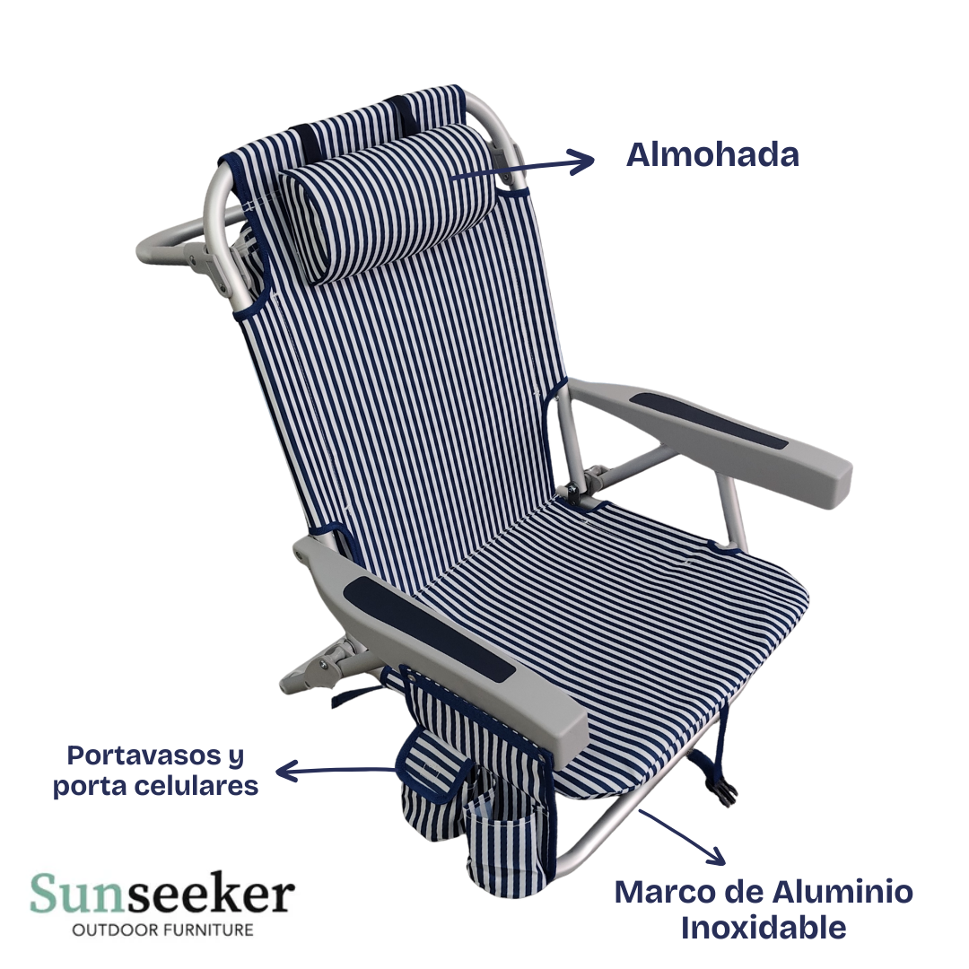 Silla de Playa Baja Navy Blue Sunseeker 1 un