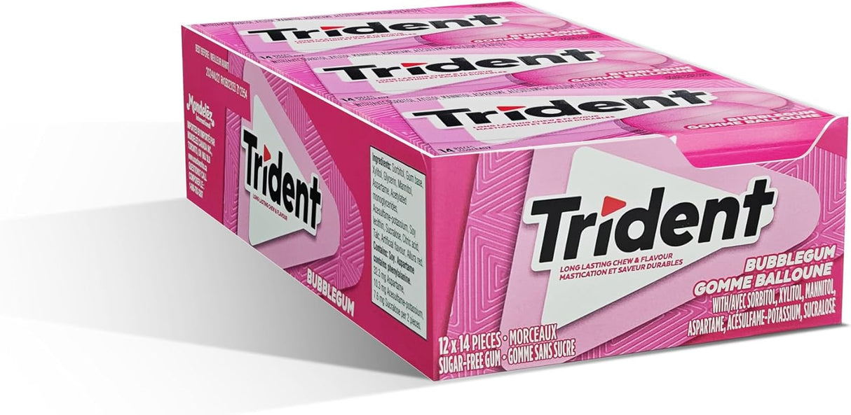 Chicles sin Azúcar Bubblegum Trident 12 x 14 un