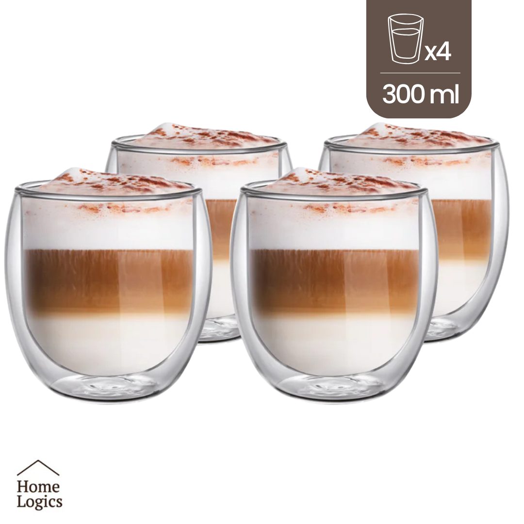 Set 4 Vasos Double Wall Glass 300 ml Home Logics 1 un