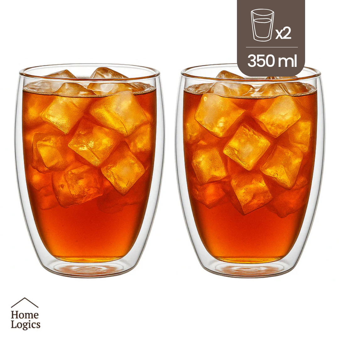 Set 2 Vasos Double Wall Glass 350 ml Home Logics 1 un