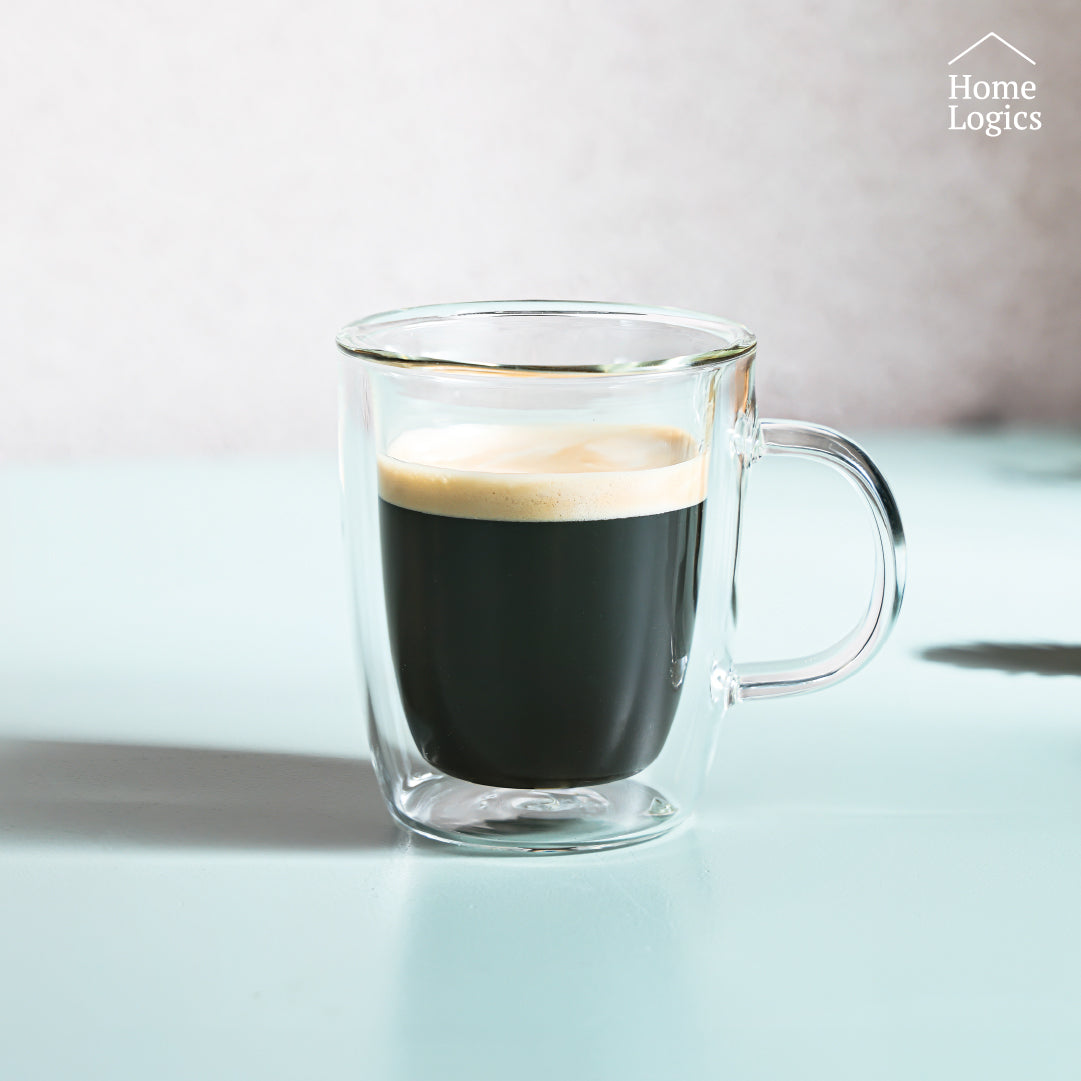 Set 4 Tazas Vidrio Doble Pared 80 ml Home Logics 1 un