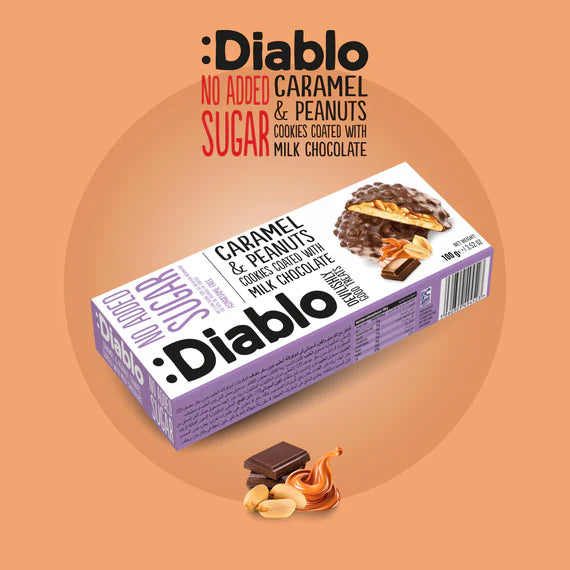 Galletas Chocolate Centro Caramelo Maní sin Azúcar :Diablo 100 g