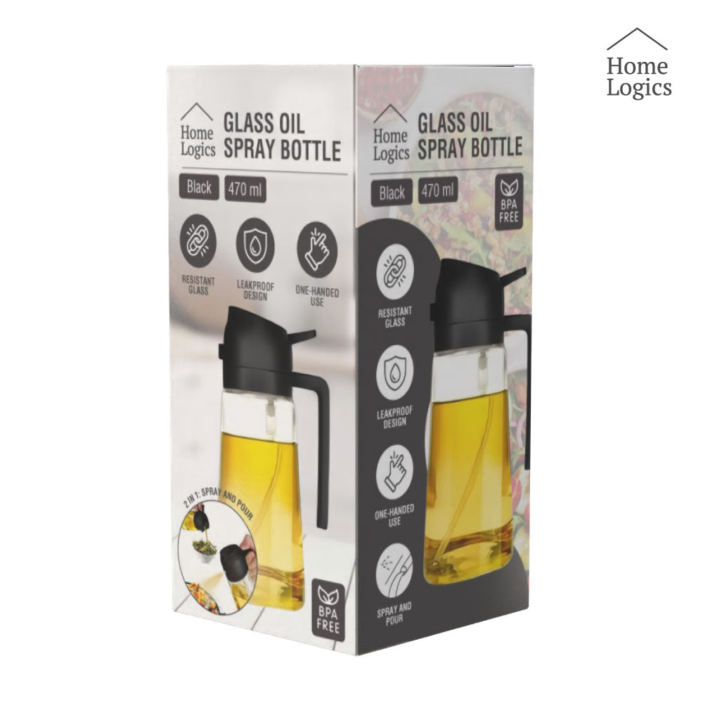 Dispensador de Aceite 2 en 1 de Vidrio 470 ml Negro Home Logics 1 un