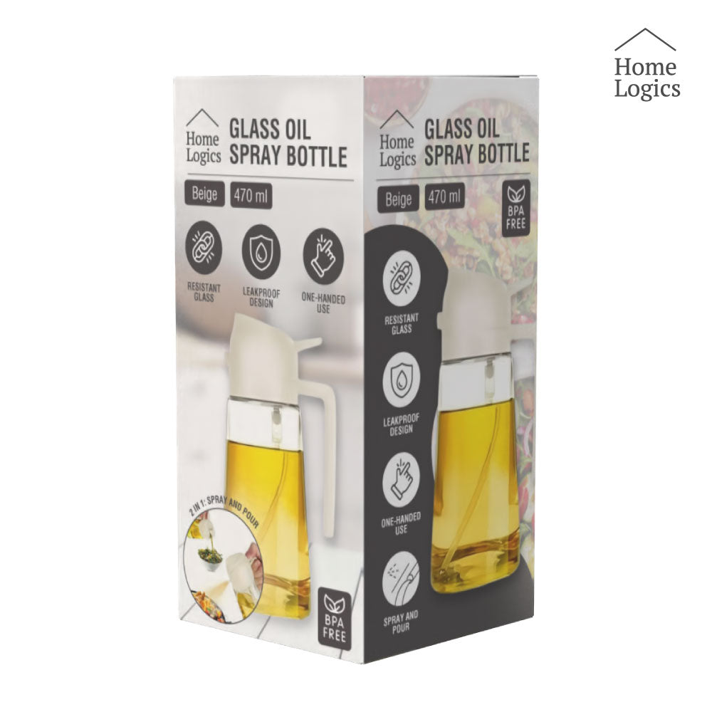 Dispensador de Aceite 2 en 1 de Vidrio 470 ml Beige Home Logics 1 un