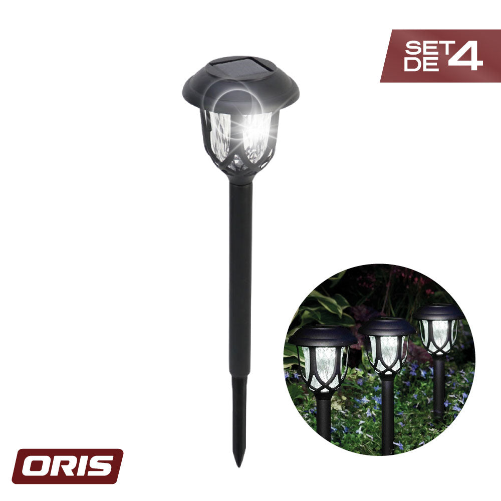 Set 4 Luces Solares Estaca Patio 40 cm Oris 1 un