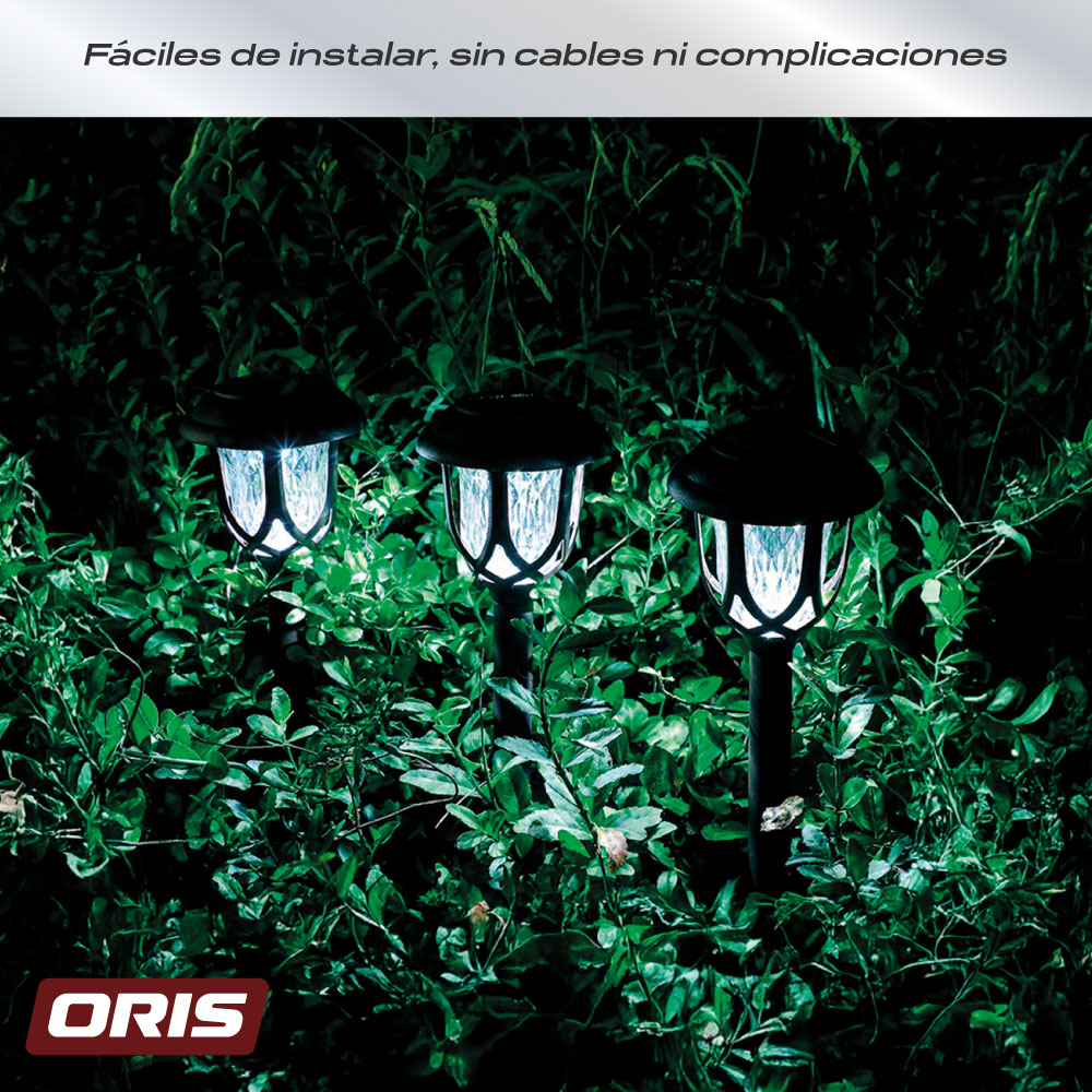 Set 4 Luces Solares Estaca Patio 40 cm Oris 1 un