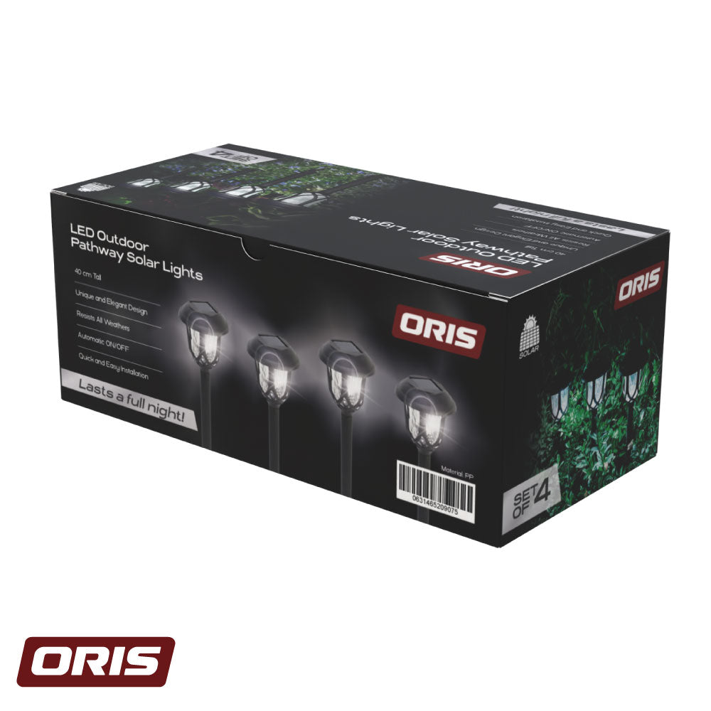 Set 4 Luces Solares Estaca Patio 40 cm Oris 1 un