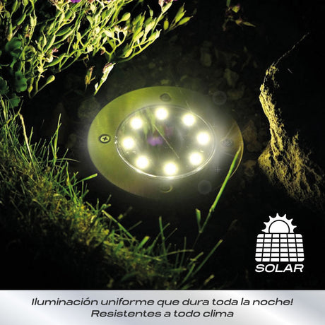 Set 4 Luces Solares Piso Estaca 8 Leds Oris 1 un
