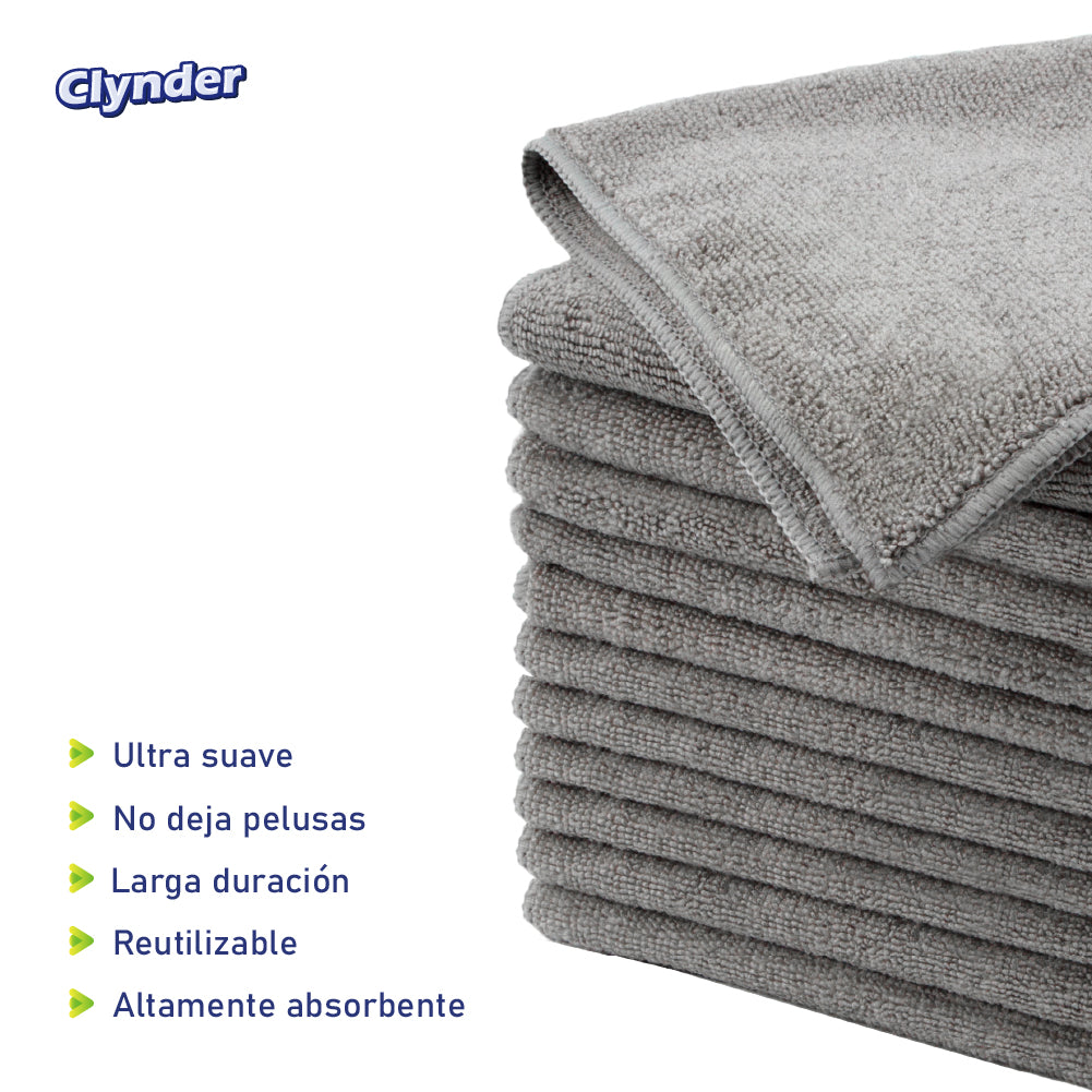 Set 12 Paños Microfibra Multisuperficie Gray Clynder 1 un