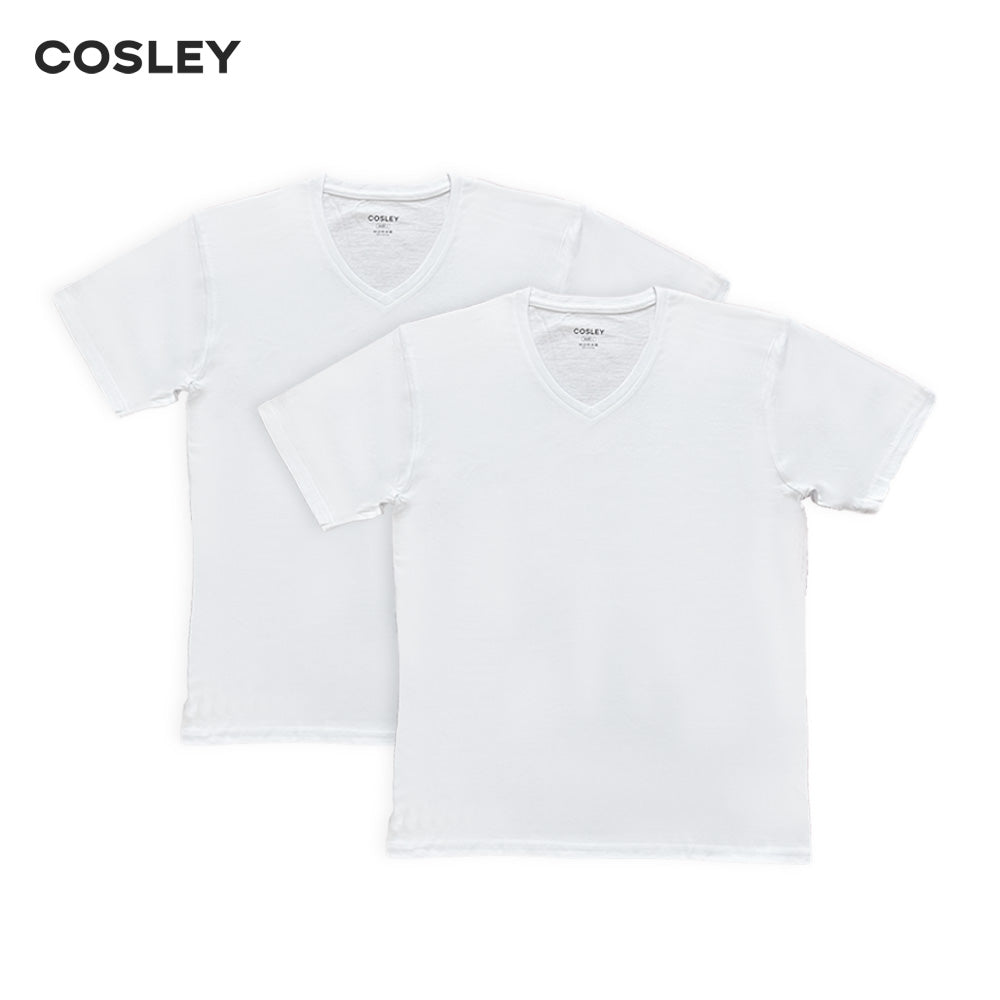 Poleras 100% Algodón Blancas Cuello V Pack 3 Cosley