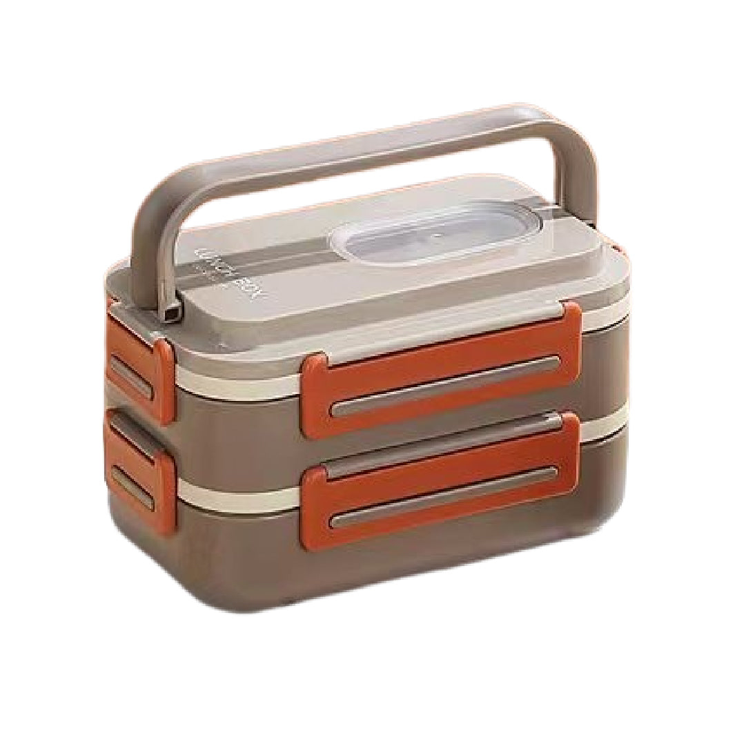 Lonchera 2 Niveles con Mango Plástica Beige 1400 ml 1 un