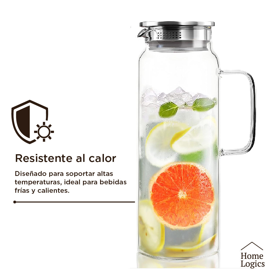 Jarro Vidrio Tapa Acero Inox 1.5L Home Logics 1 un