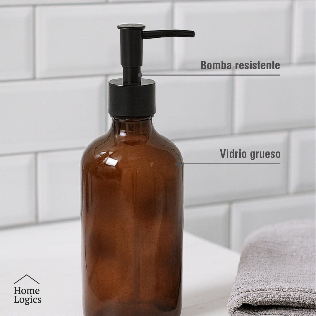 Dispensador Jabón Vidrio Ambar 1L Home Logics 1 un