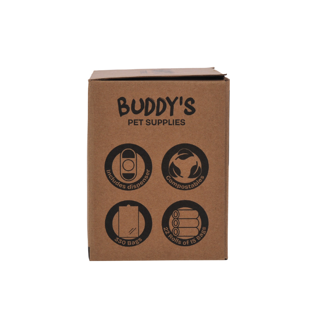 Bolsas Desechos Perro Compostables con Dispensador Buddy's Pet Supply 330 un