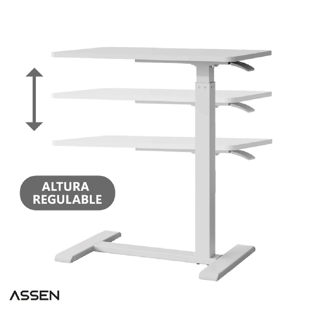 Mesa Lateral de Altura Regulable Con Encimera Abatible Blanca Assen 1 un