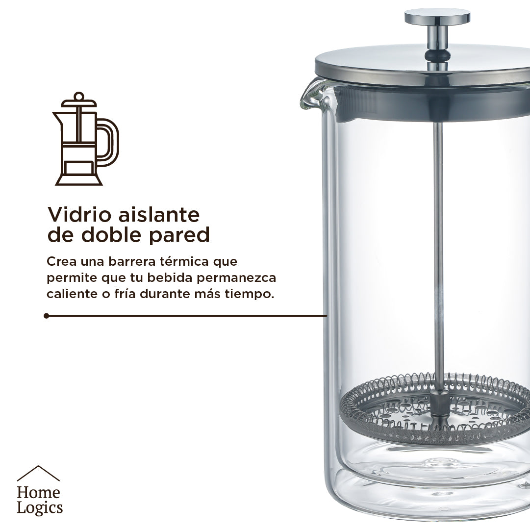 Cafetera Prensa Francesa Vidrio Doble Pared 1 L Home Logics 1 un