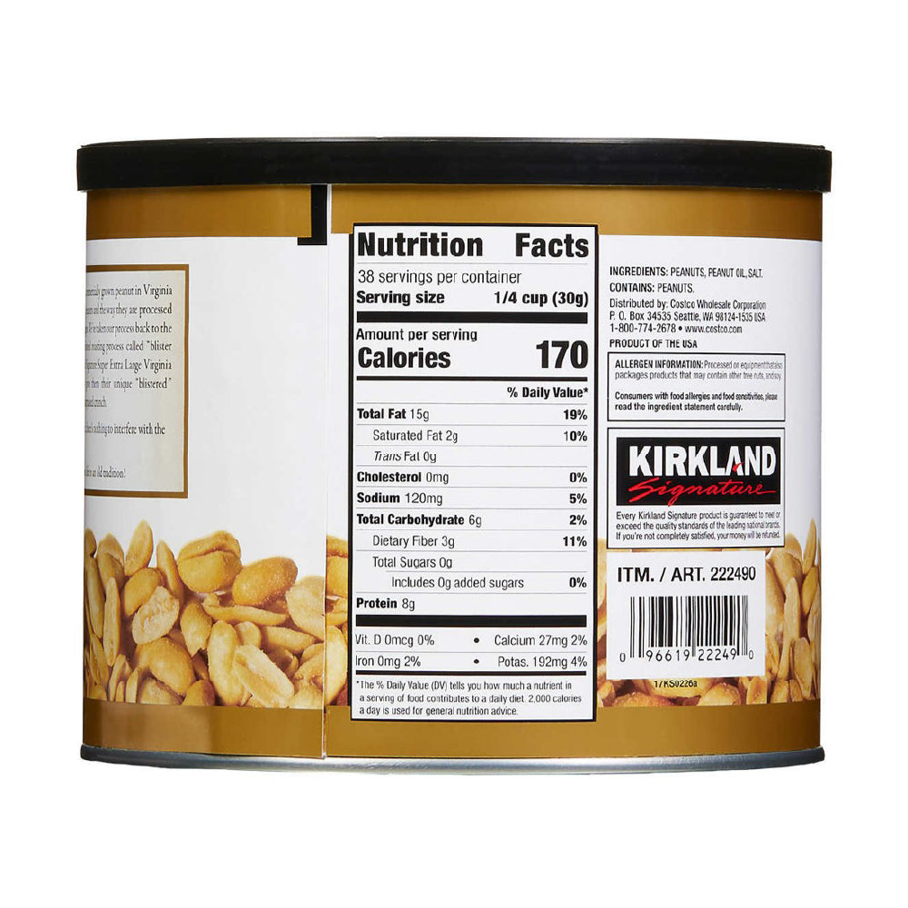 Maní Tostado Salado Extra Grande Kirkland 1.13 kg