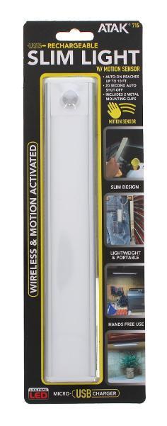 Luz LED Recargable USB 23,8 Cm 100 Lúmenes Con Sensor Movimiento Atak 1 un