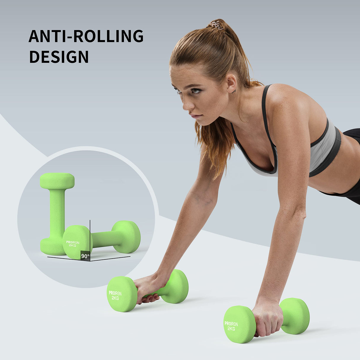 Set de 2 Mancuernas Neoprene Dumbbell 2 kg Proiron 1 un