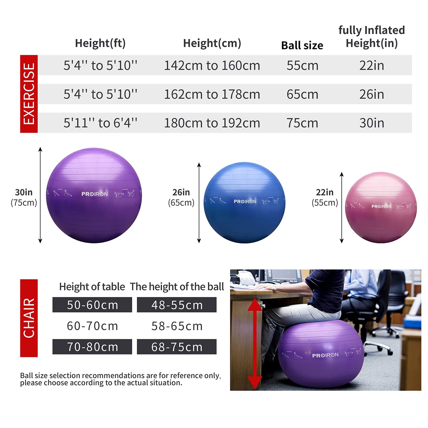Balón Yoga 65 cm Light Blue Proiron 1 un