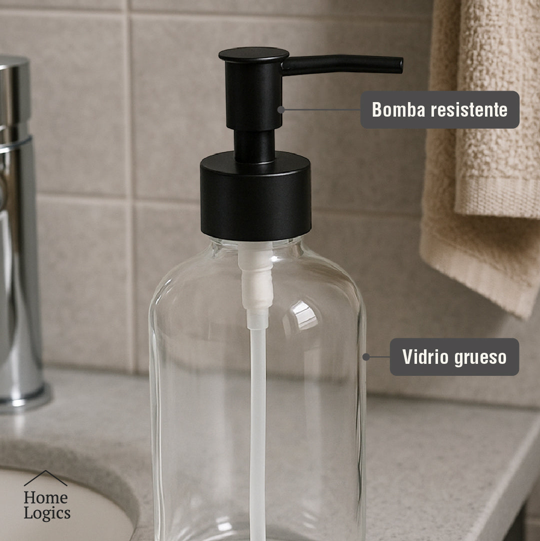 Dispensador Jabón Vidrio Transparente 1L Home Logics 1 un