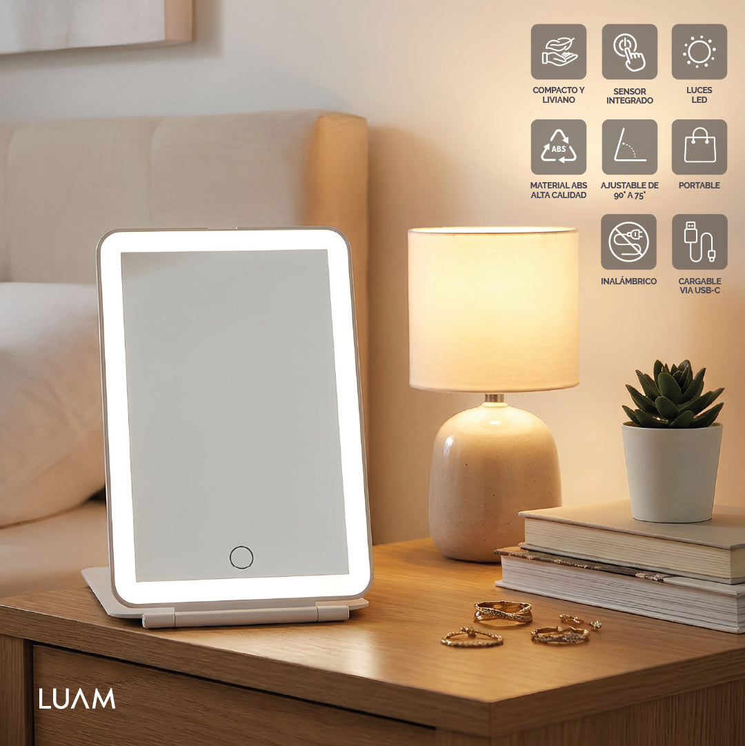 Espejo Maquillaje Portátil Led Touch Luam 1 un