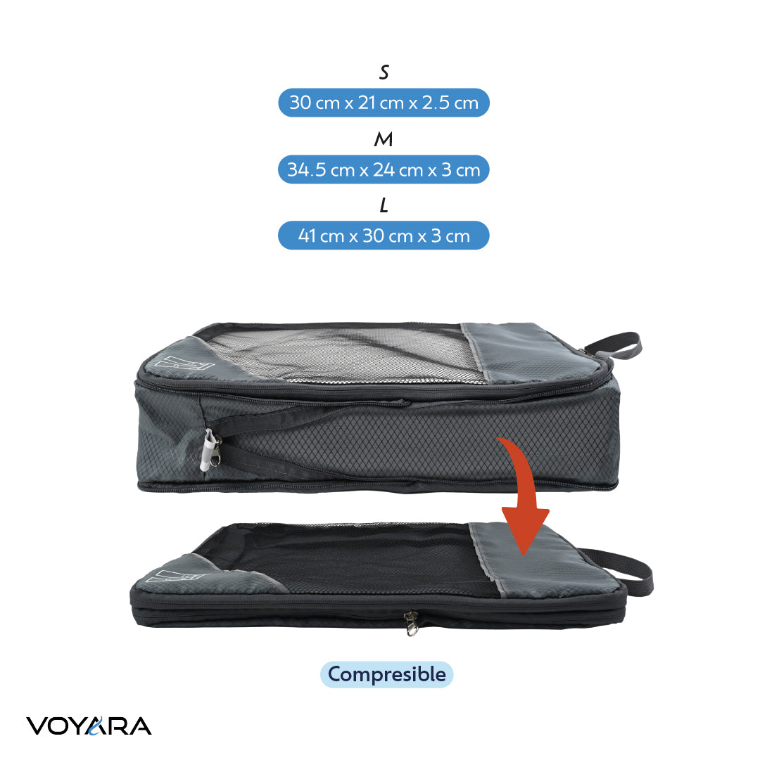 Set 3 Organizadores de Equipaje Gris Voyara 1 un