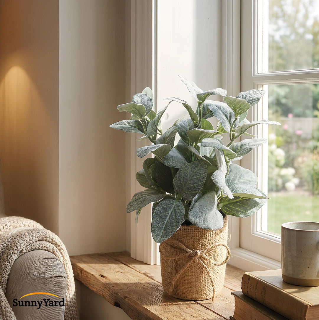 Silver Leaf Artificial con Macetero SunnyYard 1 un