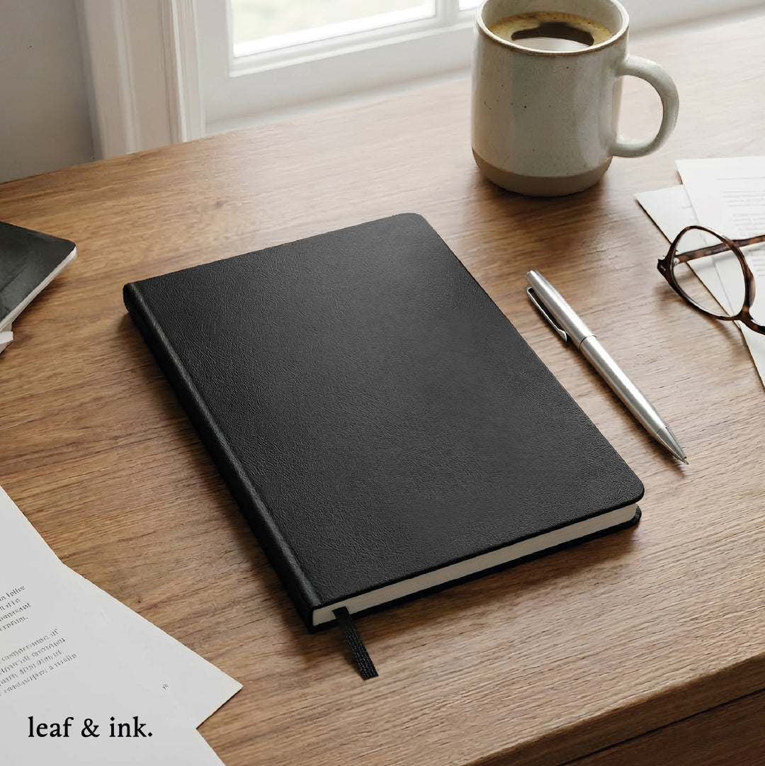 Libreta Black Eco Leather 100 Hojas Leaf & Ink 1 un