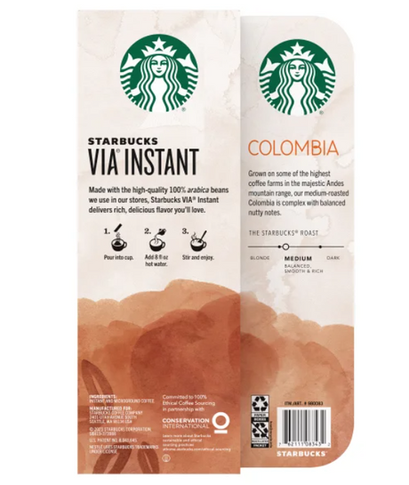 Café Via Instantáneo Colombia Starbucks 26 un