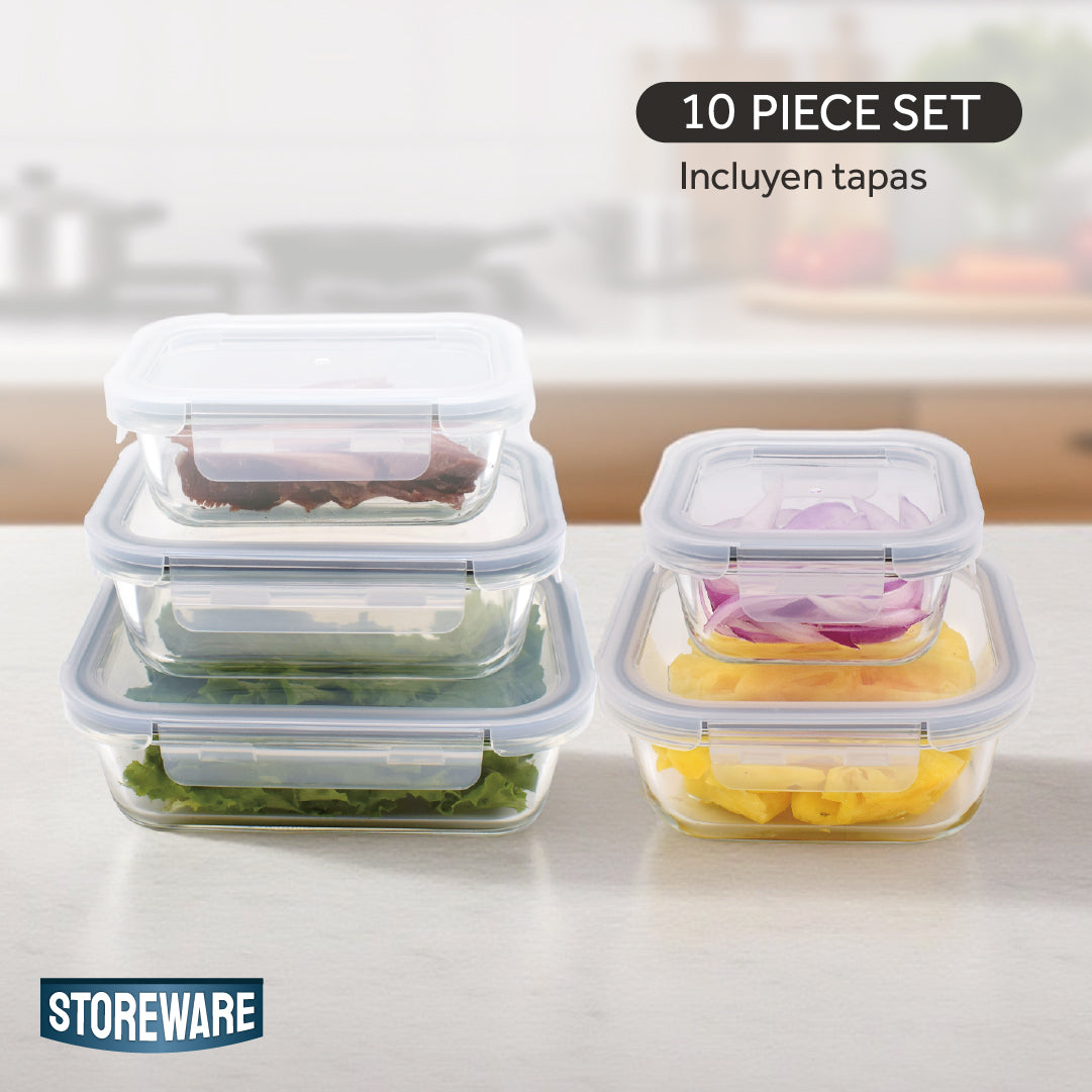 Set 5 Contenedores Herméticos Vidrio Storeware 1 un
