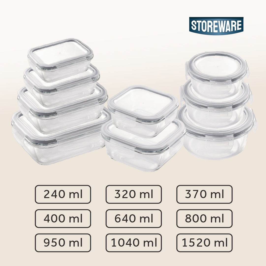 Set 9 Contenedores Herméticos Vidrio Storeware 1 un