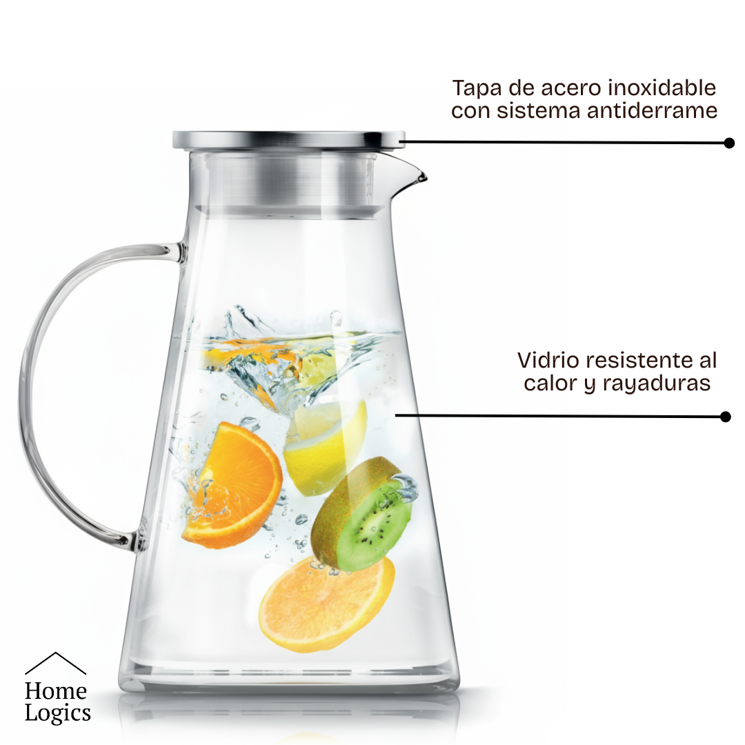 Jarro Vidrio Tapa Acero Inox 1.9L Home Logics 1 un