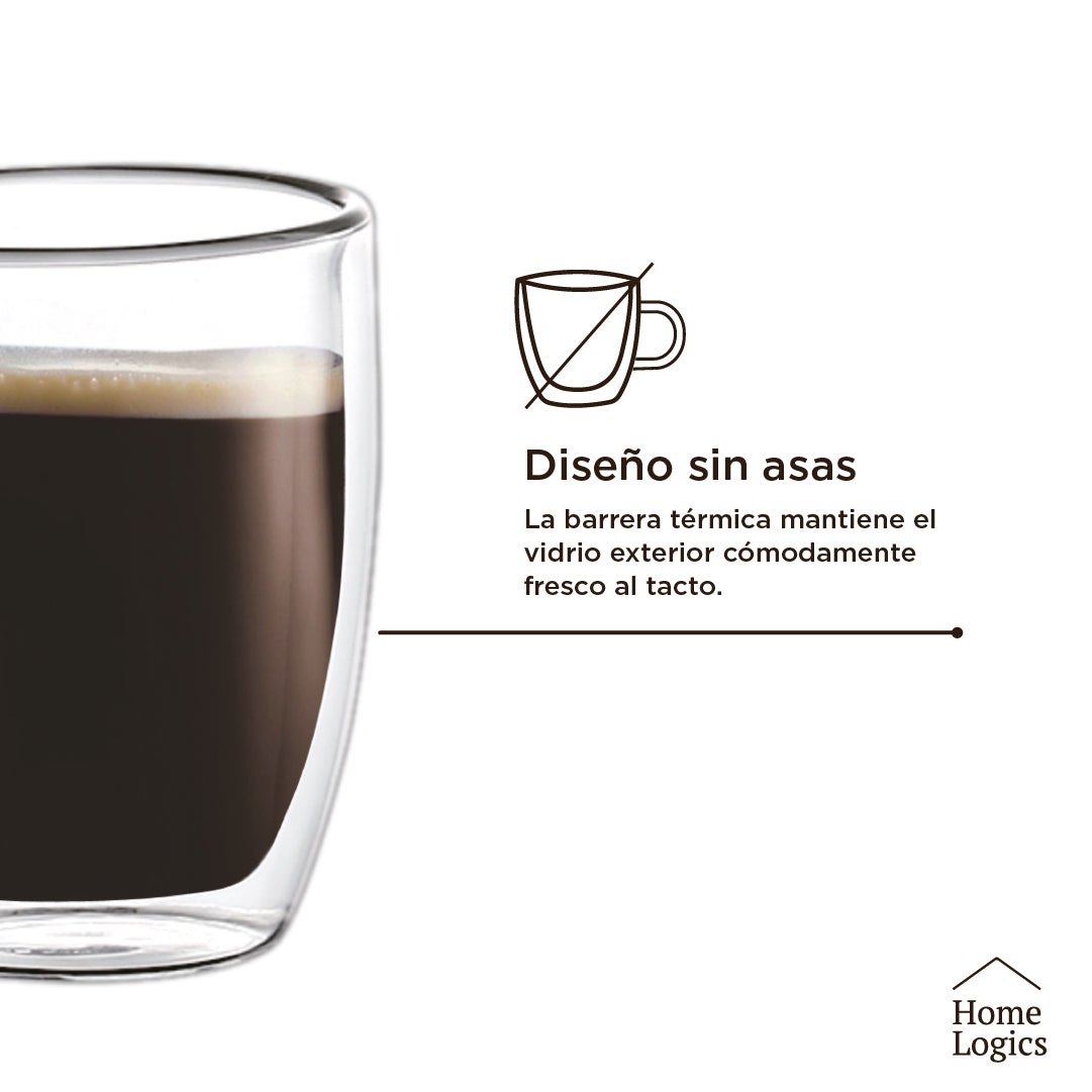 Set 4 Vasos Double Wall Glass 150 ml Home Logics 1 un