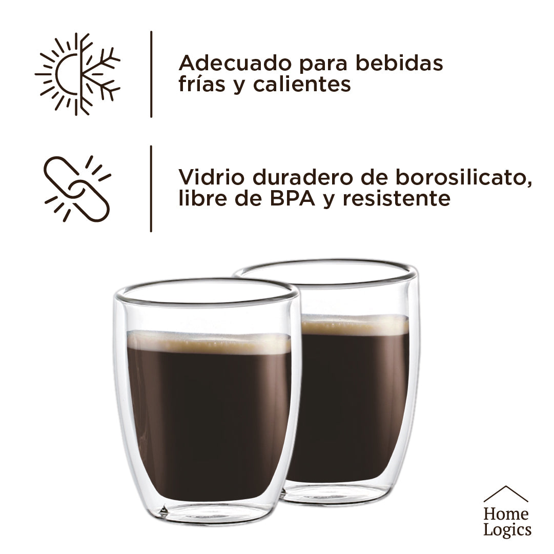 Set 4 Vasos Double Wall Glass 150 ml Home Logics 1 un