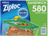 Bolsas Plásticas Sandwich 16 x 15 cm Ziploc Pack 4 x 145 un