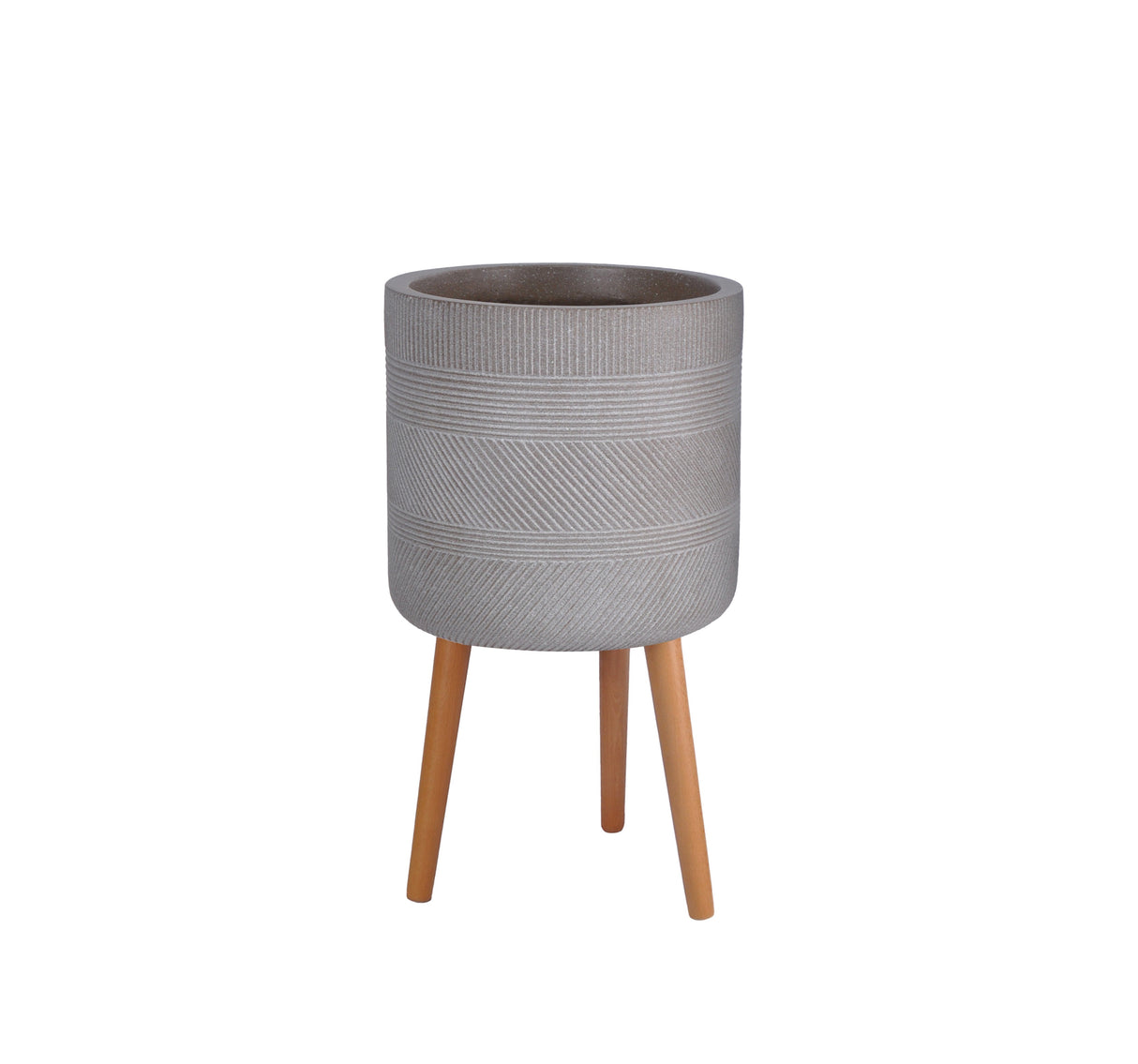 Macetero Arcilla Rayas Wood Leg Taupe L Home Logics 1 un